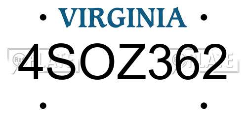 4SOZ362 Virginia License Plate