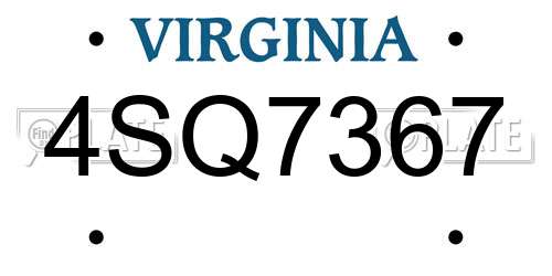 4SQ7367 Virginia License Plate