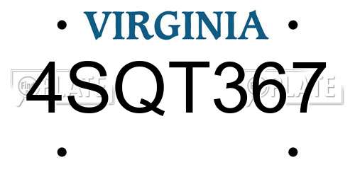 4SQT367 Virginia License Plate