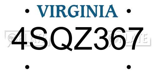 4SQZ367 Virginia License Plate