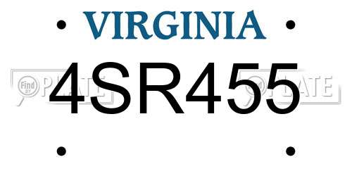 4SR455 Virginia License Plate