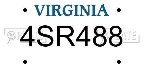 4SR488 Virginia License Plate