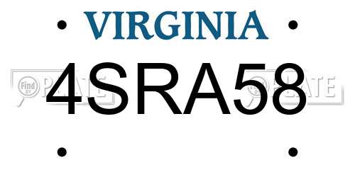 4SRA58 Virginia License Plate