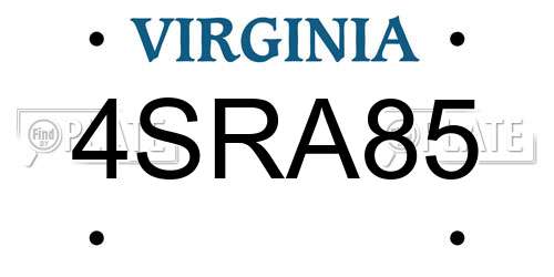 4SRA85 Virginia License Plate