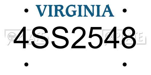 4SS2548 Virginia License Plate