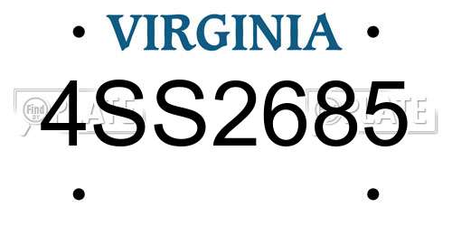 4SS2685 Virginia License Plate
