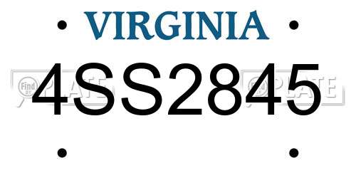 4SS2845 Virginia License Plate