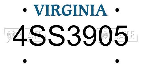 4SS3905 Virginia License Plate