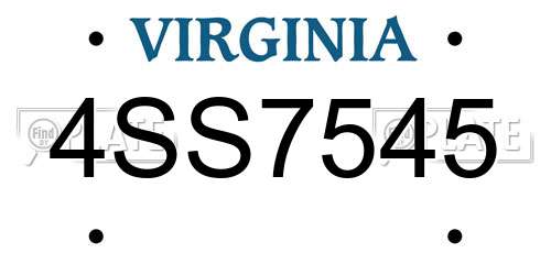 4SS7545 Virginia License Plate