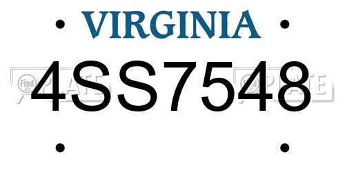 4SS7548 Virginia License Plate
