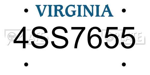 4SS7655 Virginia License Plate