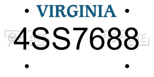 4SS7688 Virginia License Plate