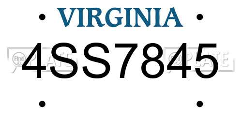 4SS7845 Virginia License Plate