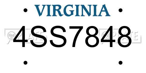 4SS7848 Virginia License Plate