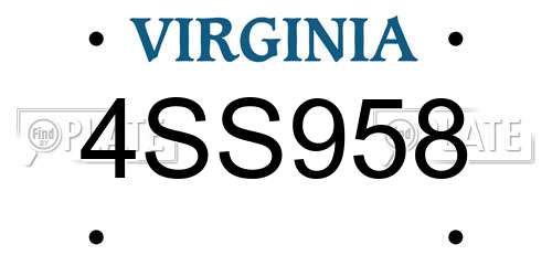 4SS958 Virginia License Plate