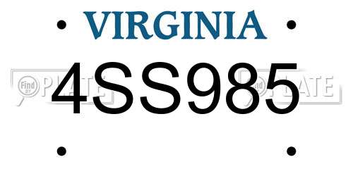 4SS985 Virginia License Plate