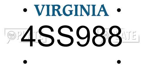 4SS988 Virginia License Plate
