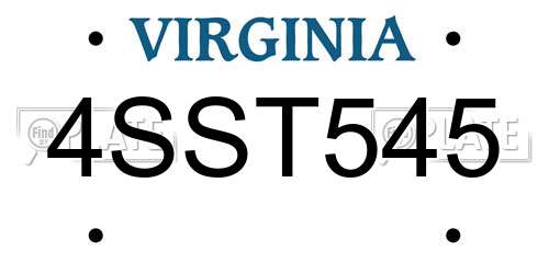 4SST545 Virginia License Plate