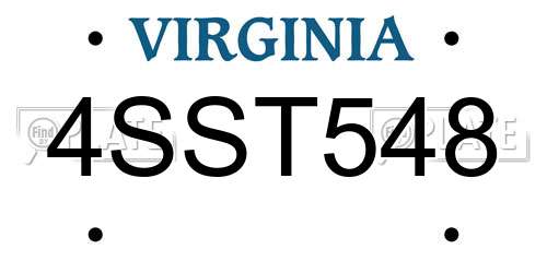 4SST548 Virginia License Plate