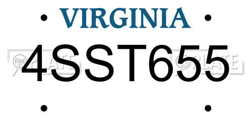 4SST655 Virginia License Plate