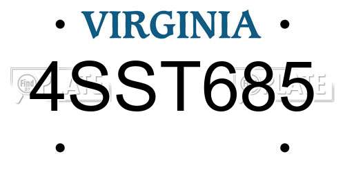 4SST685 Virginia License Plate
