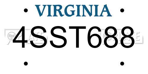 4SST688 Virginia License Plate