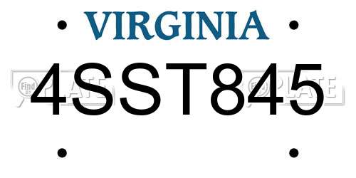 4SST845 Virginia License Plate