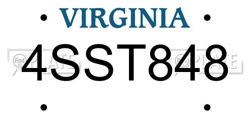 4SST848 Virginia License Plate