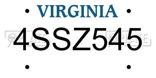 4SSZ545 Virginia License Plate
