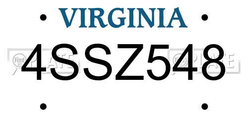 4SSZ548 Virginia License Plate