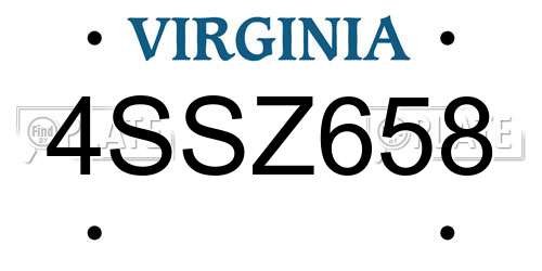 4SSZ658 Virginia License Plate
