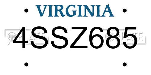 4SSZ685 Virginia License Plate