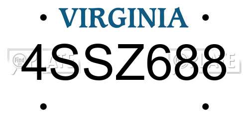 4SSZ688 Virginia License Plate