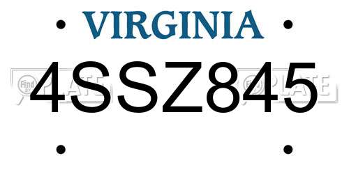 4SSZ845 Virginia License Plate