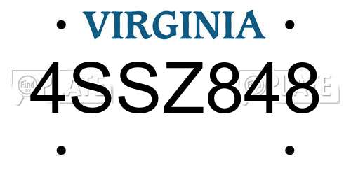 4SSZ848 Virginia License Plate