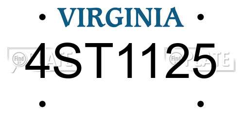 4ST1125 Virginia License Plate