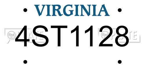 4ST1128 Virginia License Plate