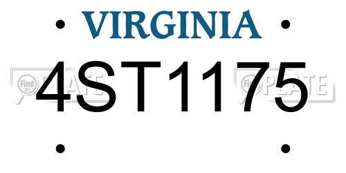 4ST1175 Virginia License Plate