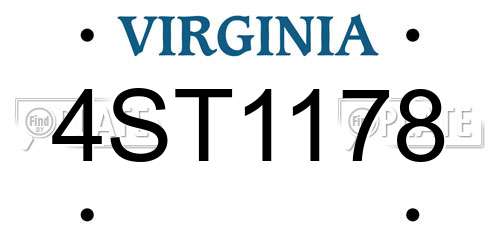 4ST1178 Virginia License Plate