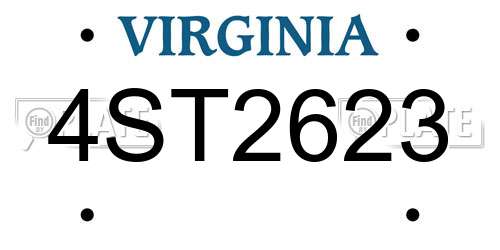 4ST2623 Virginia License Plate