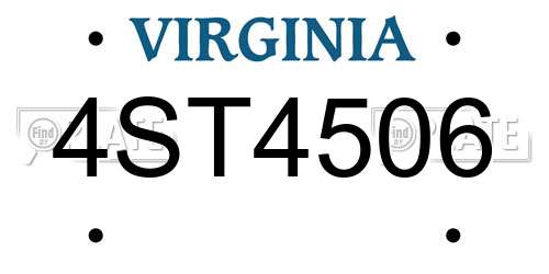 4ST4506 Virginia License Plate