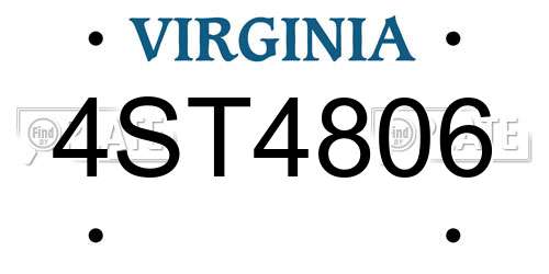 4ST4806 Virginia License Plate