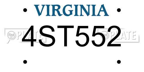 4ST552 Virginia License Plate