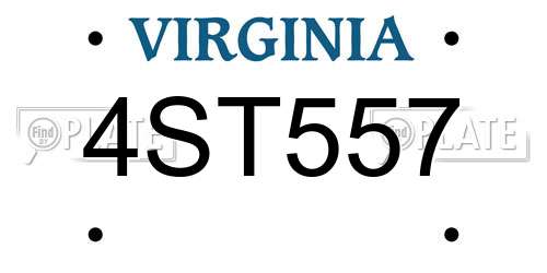 4ST557 Virginia License Plate