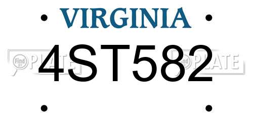 4ST582 Virginia License Plate