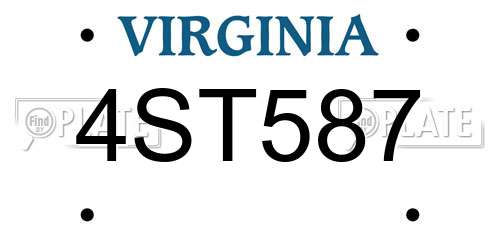 4ST587 Virginia License Plate