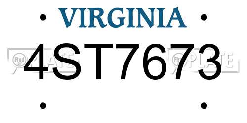 4ST7673 Virginia License Plate