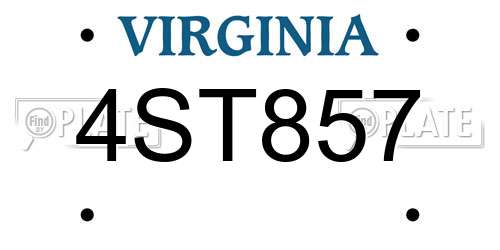 4ST857 Virginia License Plate