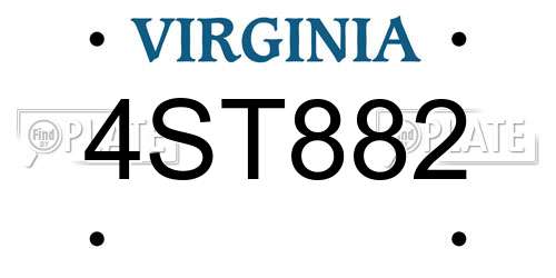 4ST882 Virginia License Plate