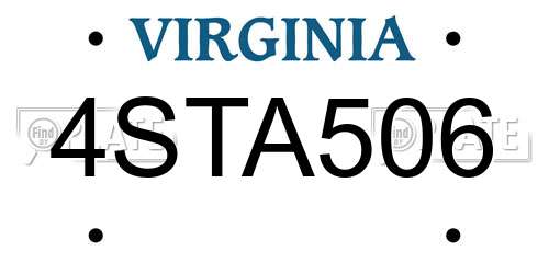 4STA506 Virginia License Plate